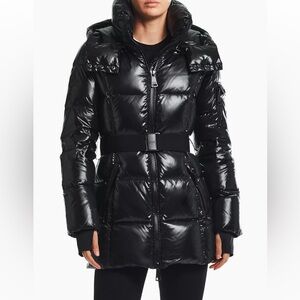 SAM. black puffer winter coat with belt size small